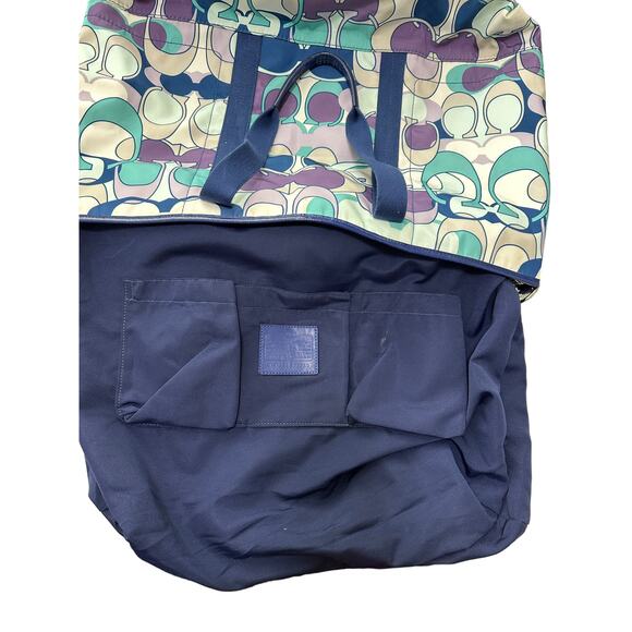 Coach Kyra White Green Blue Logo Printed Dual Top Handle Large Tote Bag - Picture 6 of 12